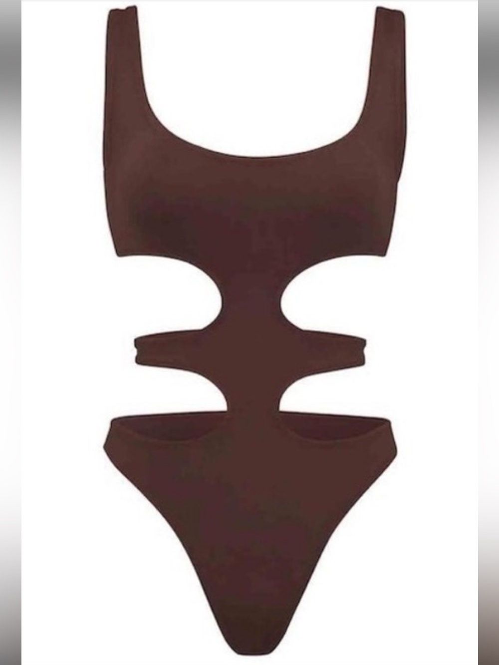 Skims Cocoa Swim Tank Monokini Swimsuit, Size S NWT